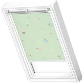 Velux Verdunkelungsrollo Kids grüne Sterne manuell Rahmen weiß DKL MK08 4661SWL