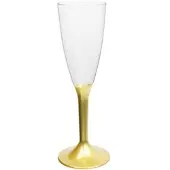 Monouso - Mehrweg Sektglas aus PS Fuß Golden 120ml 2-teilig (20 Stück)