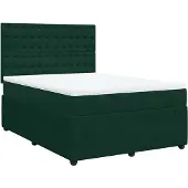 vidaXL Boxspringbett mit Matratze Dunkelgrün 160x200 cm Samt
