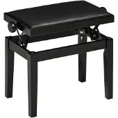 MODFU Klavierhocker Kunstleder Schwarz höhenverstellbar 63x33x45-56 cm aus Kautschukholz