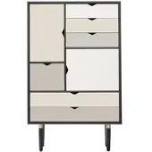 Andersen Furniture - S5 Kommode, Eiche schwarz lackiert/ Fronten Silber, Beige, Metallgrau