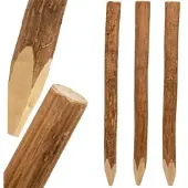 Voss.garden 3x Haselnuss-Zaunpfahl naturbelassen, entrindet, Holzpfahl, 180cm, Ø 6-10cm