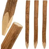 Voss.garden 3x Haselnuss-Zaunpfahl naturbelassen, entrindet, Holzpfahl, 150cm, Ø 6-10cm