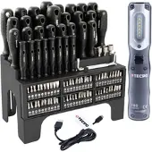 TECPO Schraubendreher- und Bit Set 100-tlg. + Werkstattlampe, 300...