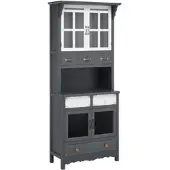 Bessagi Home Vitrine Gitte Grau ca. 74x176x43 cm Kiefer