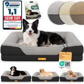 ELONEO Orthopädisches Hundebett, Größe M - Schwarz 1 St
