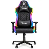 Ranqer Halo RGB/LED Gaming Stuhl | Gaming Stuhl mit RGB LED-Beleuchtung, 350 Farben und Effekten, Höhenverstellbare Armlehnen, Rundum Drehbar, Ergonomischer Bürostuhl, Gamer Stuhl - Schwarz