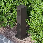 LINDBY Aviko Steckdosensäule, mit 4 Anschlüssen, schwarz, Edelstahl