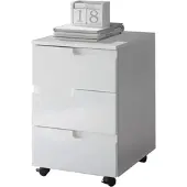BEGA OFFICE Rollcontainer "Spice", weiß, B:40cm H:60cm T:45cm, Holzwerkstoff, Rollwagen, Rollcontainer, mit Griffmulden, 3 Schubladen & 2 feststellbaren Rollen, 40x60 cm