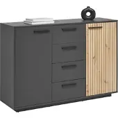 Momax Sideboard Lukas Anthrazit/Schwarz/Eichefarben