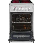 Exquisit ECM 5-4 I BZ Elektro-Standherd Glaskeramik | 4 Kochstellen | Bräter-u. Zweikreiszone |Grill, Umluft | Inox