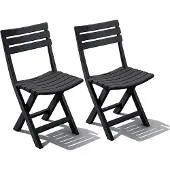 Mojawo 2x Gartenstuhl Klappstuhl Campingstuhl Kunststoff Anthrazit Wetterfest