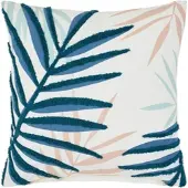 Momax Zierkissen Blätter Blau/Beige ca. 45x45cm