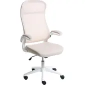 Beliani Bürostuhl Beige Stoff Drehbar Höhenverstellbar Neigbar Modernes Design Gemütlich Komfortabel Schreibtischstuhl Homeoffice Büro Arbeitsplatz