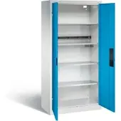 C+P Akkuladeschrank Basic mit Vollblechtüren, H 1950 x B 930 x T 500 mm, Lichtgrau/Lichtblau