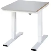 RAU Werktisch Adlatus, elektrisch höhenverstellbar, 25 mm MDF-Platte mit Edelstahlbelag, bis 300 kg, B 750 x T 1000 x H 720-1120 mm, silber/lichtgrau