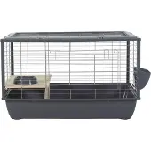 Zolux NEOLIFE CONNECT Meerschweinchenkäfig 100 cm Grau - Verbundbarer Kleintierstall mit Futternapf aus recyceltem Kunststoff, 2 Türen,es Sperrholz, Tierärztlich und in Europa hergestellt