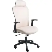 Beliani Bürostuhl Beige Stoff Verstellbare Kopfstütze Armlehnen Drehbar Höhenverstellbar Neigbar Modern Schreibtischstuhl Homeoffice Arbeitsplatz