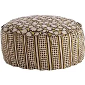 Bizzotto Pouf Calais aus Baumwolle, klassischer Stil, rund, braun bunt, abziehbarer Bezug