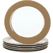 Ritzenhoff & Breker Ritzenhoff 6x Nougat Doppio Speiseteller Ø27cm Weiß-Braun Porzellan Essteller