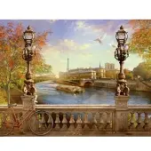 Papermoon Fototapete "Panorama von Paris", bunt, B:5m L:2,8m, Vlies, Tapeten, Fototapete