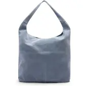 Manfield Hellblauer Veloursleder-Shopper | Größe Onesize