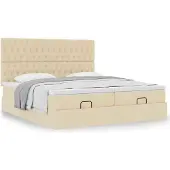 Syfax Ottoman-Bett mit Matratzen Creme 180x200 cm Stoff