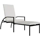 Syfax Sonnenliege mit Fußhocker PE-Rattan Schwarz