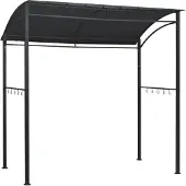 Syfax Grillpavillon, wetterbeständig, Stahlrahmen, Stoffdach (100% Polyester), 10 Haken, 215x150x220 cm, Anthrazit