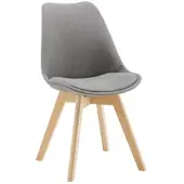 Bessagi Home Stuhl Rocksi Grau Webstoff Echtholz Beine