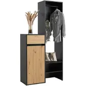 Momax Garderobe Andy in Schwarz/Eiche