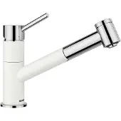 BLANCO Einhebel Küchenarmatur mit herausziehbaren Auslauf KANO-S VARIO chrom silgranitweiß matt glänzend 527964