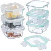 Relaxdays Glasbehälter mit Deckel, 6er Set, 520 ml, Frischhaltedosen, Kunststoffdeckel, luftdicht, Glasdose, transparent