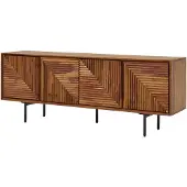Wohnling Lowboard Sheesham Massivholz 140x54x33 cm TV-Kommode mit vier Türen TV-Schrank Hoch Fernsehtisch Fernsehschrank Modern Fernsehkommode