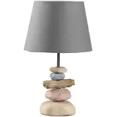 ONLI Tischlampe Vera , alu / grau / zink, für Wohn- / Esszimmer, Textil / Stoff / Seide, Tischlampe
