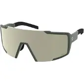 SCOTT Shield Sonnenbrille kaki green AMP white chrome S2