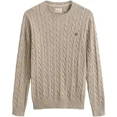 Gant Strickpullover "COTTON CABLE C-NECK" mit Wappen-Logostickerei auf der Brust