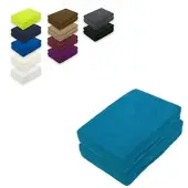 EXKLUSIV HEIMTEXTIL Frottee Spannbettlaken Doppelpack Rundumgummizug 120 x 200 cm Petrol