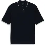 Bugatti Poloshirt "kurzarm", Herren, Gr. L, schwarz (390, marine), 50% Baumwolle, 50% Polyester, unifarben, regular fit, ohne Ausschnitt, Shirts Poloshirt, gestrickt in Regular Fit