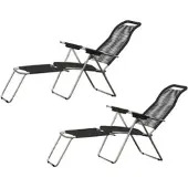 Fiam - Liegestuhl Spaghetti, Gestell Aluminium / Bespannung schwarz (2er-Set)