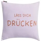 David Fussenegger Kissenhülle Silvretta 'Lass dich drücken' 50 x 50 cm Hellviola