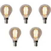 LUEDD 5er-Set E14 Dimmbare LED-Glühbirnen P45 Rauch 5W 470 lm 2200K