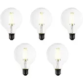 LUEDD Set mit 5 E27 LED-Glühbirnen G95 Klarglas Filament 3.8W 806 lm 3000K