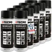 TECPO 10x Thermolack Auspufflack Ofenlack 800°C schwarz 400 ml