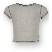 Vingino T-Shirt Basic-Crop Rib Tee Mädchen Grau 104