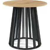 En.casa Esstisch 'Lensuu' 76 x Ø80 cm Küchentisch Metallgestell Bistrotisch rund Schwarz/Eicheoptik