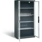 C+P Akkuladeschrank Basic mit Sichtfenster aus Acrylglas, H 1950 x B 930 x T 500 mm, Anthrazit/Lichtgrau
