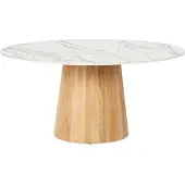 Suns SOROLO Dining Gartentisch Rund Ø140 cm Teak/Neolith Natur/Weiß