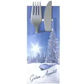 Ornamensa 30 Bestecktaschen mit Serviette Winter 20 cm