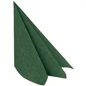 VEPATIM 50x Servietten Airlaid 40x40cm 1/4 -Falz mit Rosenmuster dunkelgrün